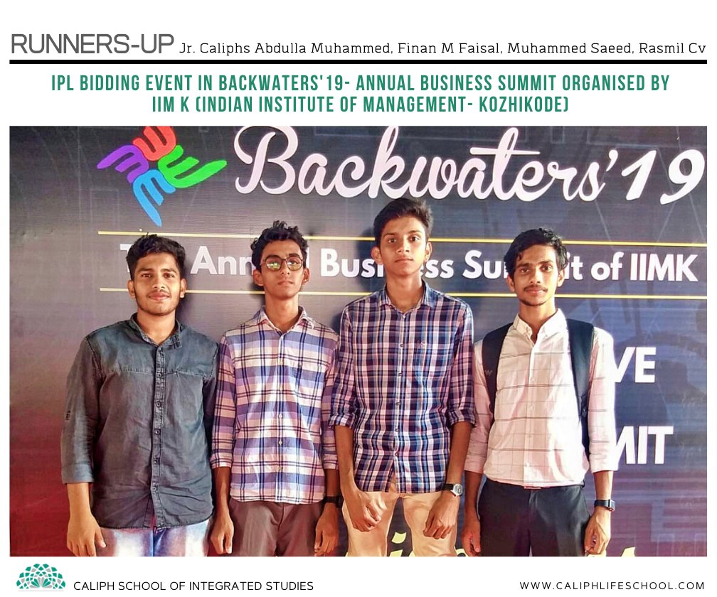 1st Runners: IPL Bidding at Backwaters '19 organised by Indian institute of Management, IIM Kozhikode